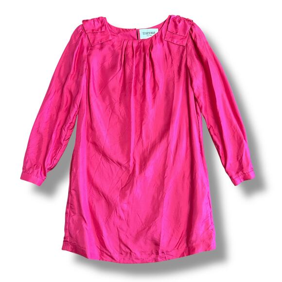 Elizabeth McKay 100% Silk Dress Women’s 2 Hot Pink Shift 3/4 Sleeve Classic - Picture 1 of 12